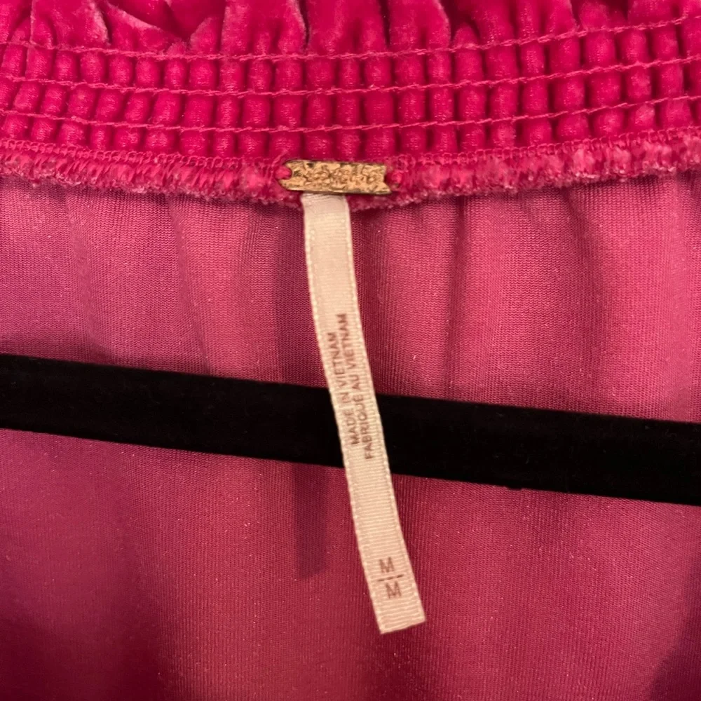 Free People Woman's Terese Velvet Top‎ Pink Velour Size M